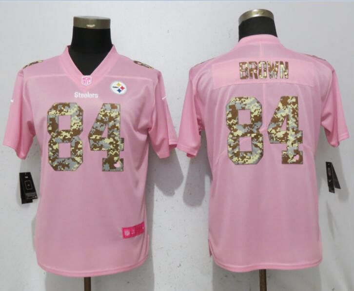 Women Pittsburgh Steelers #84 Brown Pink Camouflage font love pink Nike Vapor Untouchable Player NFL Jerseys->pittsburgh steelers->NFL Jersey